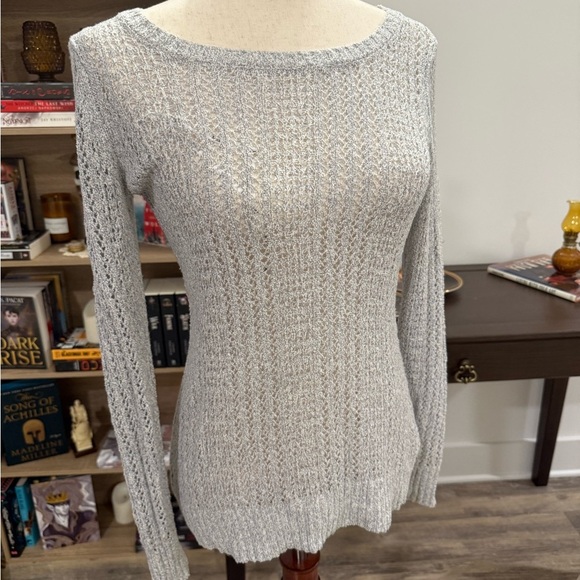 Belldini Gray Crew Neck Sweater with Knit Small - Picture 2 of 5